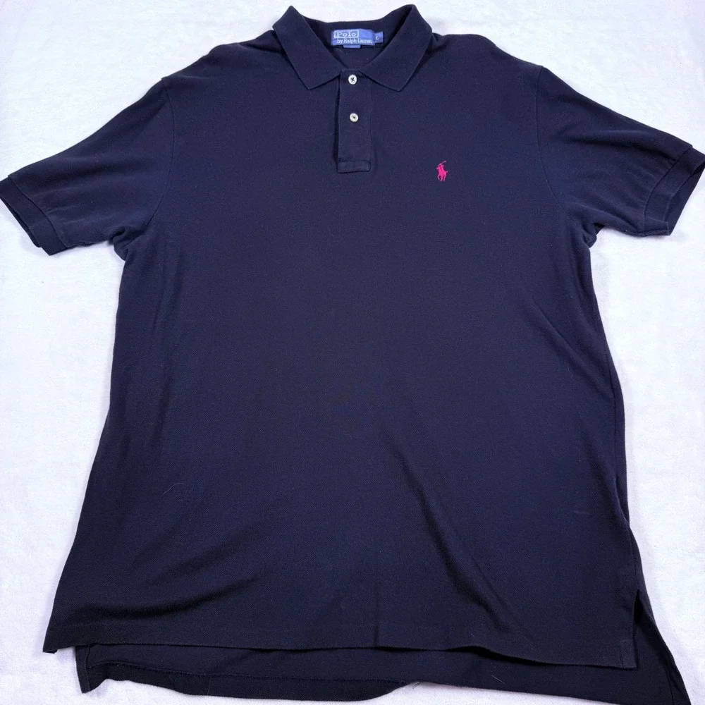 Polo by Ralph Lauren Classic Fit Polo Shirt Mens L Black Pink‎ Pony Logo
